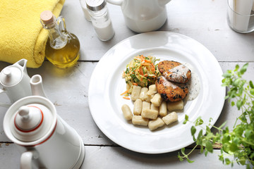 A healthy diet, a vegetarian dinner. A tasty vegetable dinner.