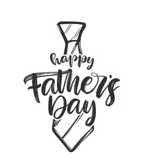 Handwritten type lettering composition of Happy Father's Day with hand drawn tie.