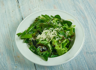Spring salad with herbs, dandelion, nettle