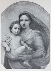 Sistine Madonna by Raphael in the vintage book Raphael by S.M. Bryliant, St. Petersburg, 1891
