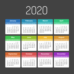 Calendar 2020 year template day planner in this minimalist