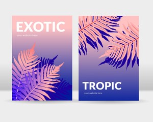 Abstract exotic tropical leaves poster background. It can be used for posters, cards, flyers, brochures, magazines and any kind of cover