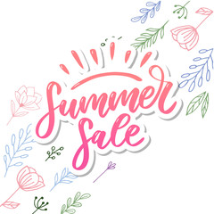 Vector word Summer sale .Letters made of flowers and leaves Summer sale Holiday Flyer Banner Poster Summer sales