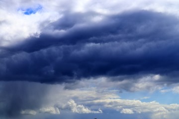 Dark clouds forming in the sky right before a thunderstorm