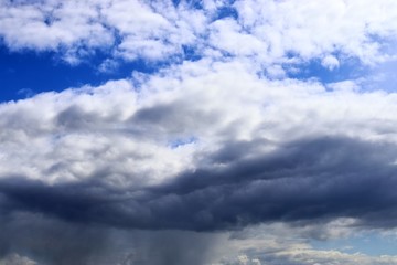 Dark clouds forming in the sky right before a thunderstorm