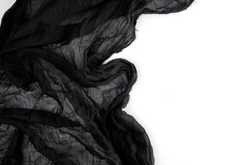 black textile gauze on a white background