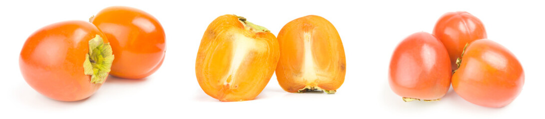 Set of kaki close-up on white