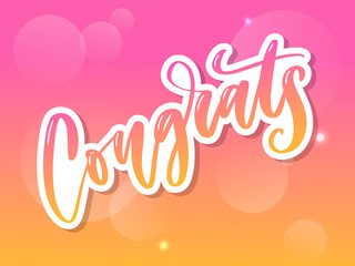 Congrats hand written lettering for congratulations card, greeting card, invitation, and print. Isolated on background. Slogan