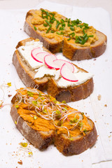 Healthy breakfast: tasty sandwiches