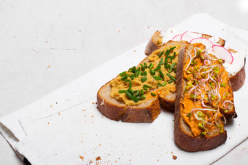 Healthy breakfast: tasty sandwiches