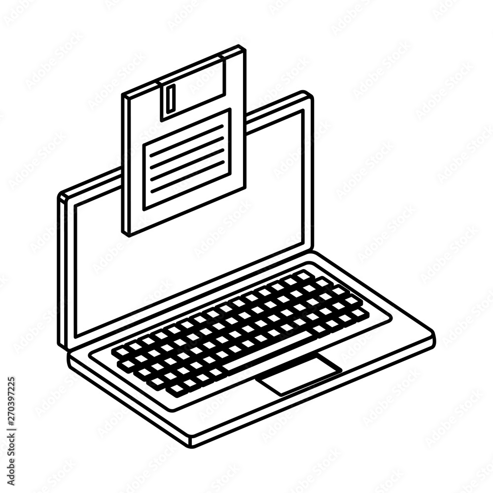 Poster laptop computer device with floppy disk