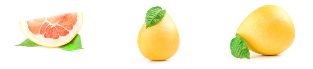 Collage of pomela on a white background