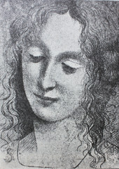 The head of the  woman by Leonardo da Vinci in the vintage book Leonardo Da Vinci by M. Sumtsov, Kharkov, 1900