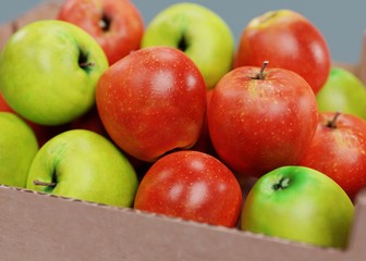 Realistic 3D Render of Apples in Box
