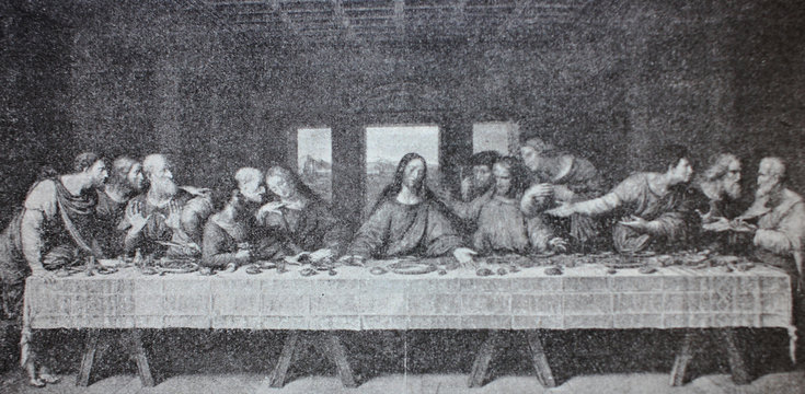 The last supper by Leonardo da Vinci in the vintage book Leonardo Da Vinci by M. Sumtsov, Kharkov, 1900