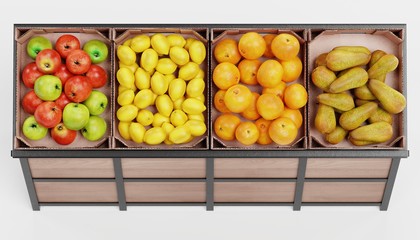 Realistic 3D Render of Stand with Fruit