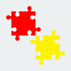 Two colored piece puzzle.Vector Illustration