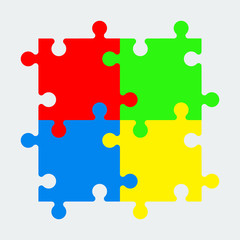 Fototapeta premium Four colored piece puzzle icon.Vector Illustration