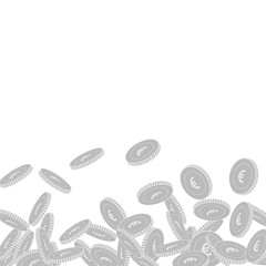 European Union Euro coins falling. Scattered black