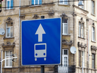 Road sign for public transport