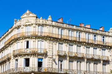 Fototapeta na wymiar Montpellier, France. Historical buildings in Place de la Comedie in a sunny day