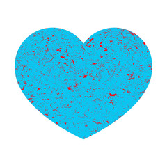 Blue heart with stone texture. Heart in grunge style.  Valentine's Day. Heart on an isolated white background. Illustration.