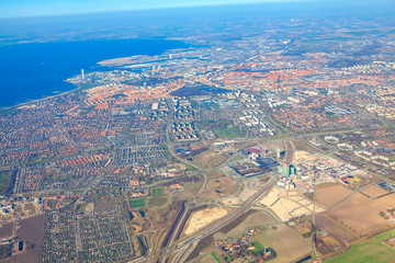 flying over the Malmo City , Sweden 