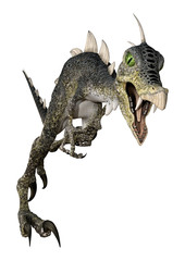 3D Rendering Fantasy Dinosaur on White