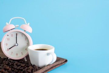 Alarm clock and coffee beans