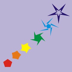 Fototapeta premium abstract blue background with rainbow stars