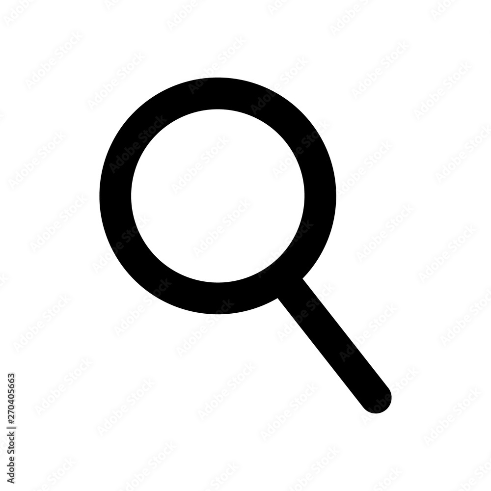 Poster Magnifying glass or search icon. Flat magnifier or search icon, for use in web design, ui, program, app, software and more.