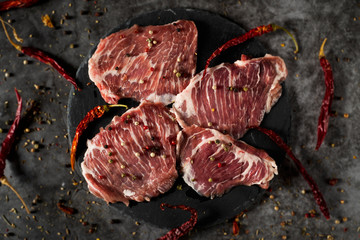 secreto iberico, pork cut from spanish iberian pig. - obrazy, fototapety, plakaty