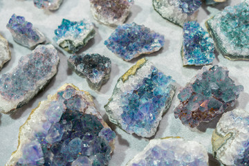 aquamarine natural quartz blue gem geological crystals texture background