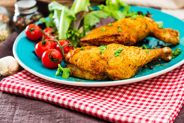 Chicken legs seasoned with curry