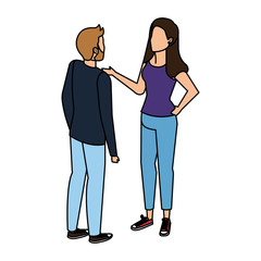 young couple talking avatars characters