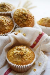 Homemade Oatmeal Granola muffins, selective focus