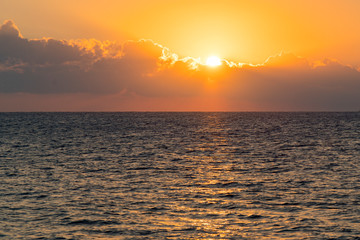 Colorful dawn over the sea, Sunset. Beautiful magic sunset over the sea