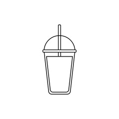 Vector smoothie in transparent plastic cup and dome lid and a straw. Great for logos, drink menus and infographics. - Vector