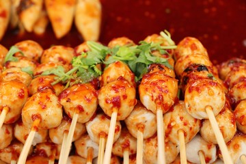 grilled meatballs is delicious at street food