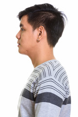 Close up profile view of handsome Asian man