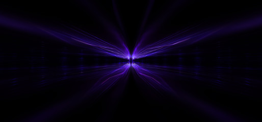Fototapeta premium Empty stage background in purple color, spotlights, neon rays. Abstract background of neon lines and rays. Abstract background with lines and glow. Empty stage the reflection of neon lights