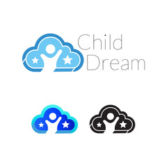 Cloud Dreams logo template, Online Learning designs vector, Kids, Child