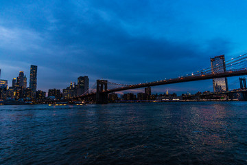 Fototapeta na wymiar Skyline of skyscrapers at night in Manhattan, New York City, USA