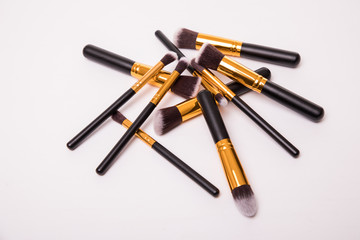 Set of different brushes isolated on white background