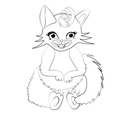 Female cat drawn with big eyes cartoon simple style