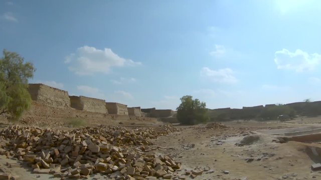 Interior pan shot of Derawar Fort in Bahawalpur Pakistan