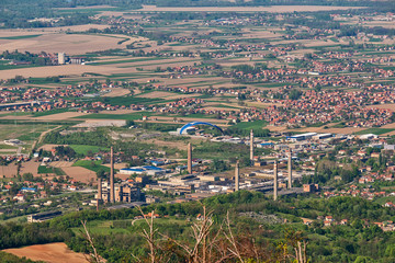 Loznica, Serbia April 21, 2019: Abandoned and destroyed big factory in Loznica, Serbia.