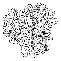Round decorative pattern. Flower motif. Vector mandala illustration. Sketch. Handmade.