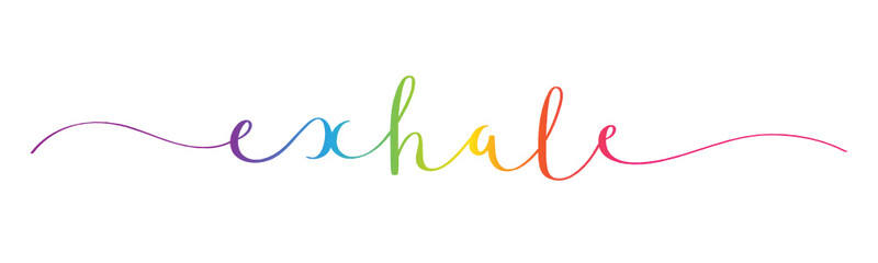 Fototapeta na wymiar EXHALE rainbow vector brush calligraphy banner