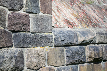old stone boulder wall granite